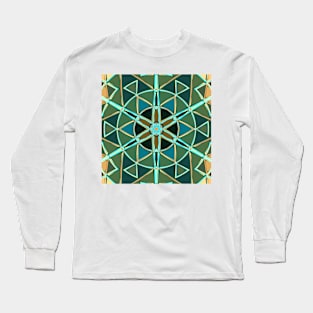 Cartoon Mandala Green Blue and Yellow Long Sleeve T-Shirt